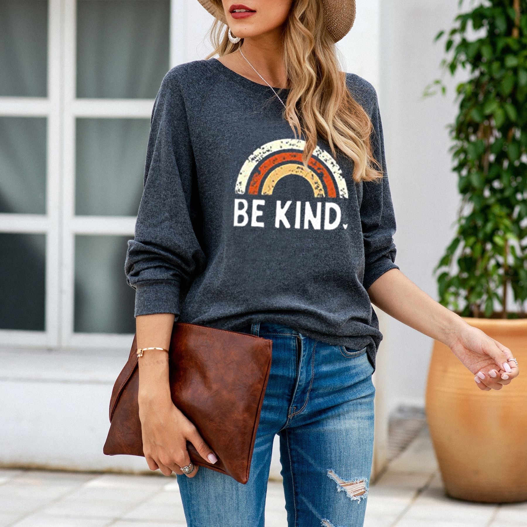 Ladies Be Kind Letter Graphic Sweatshirts