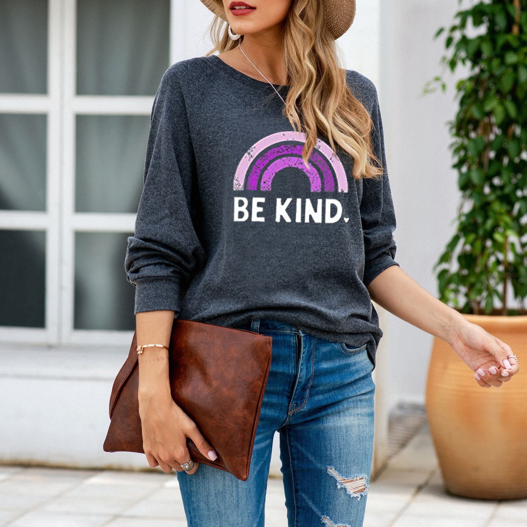 Ladies Be Kind Letter Graphic Sweatshirts