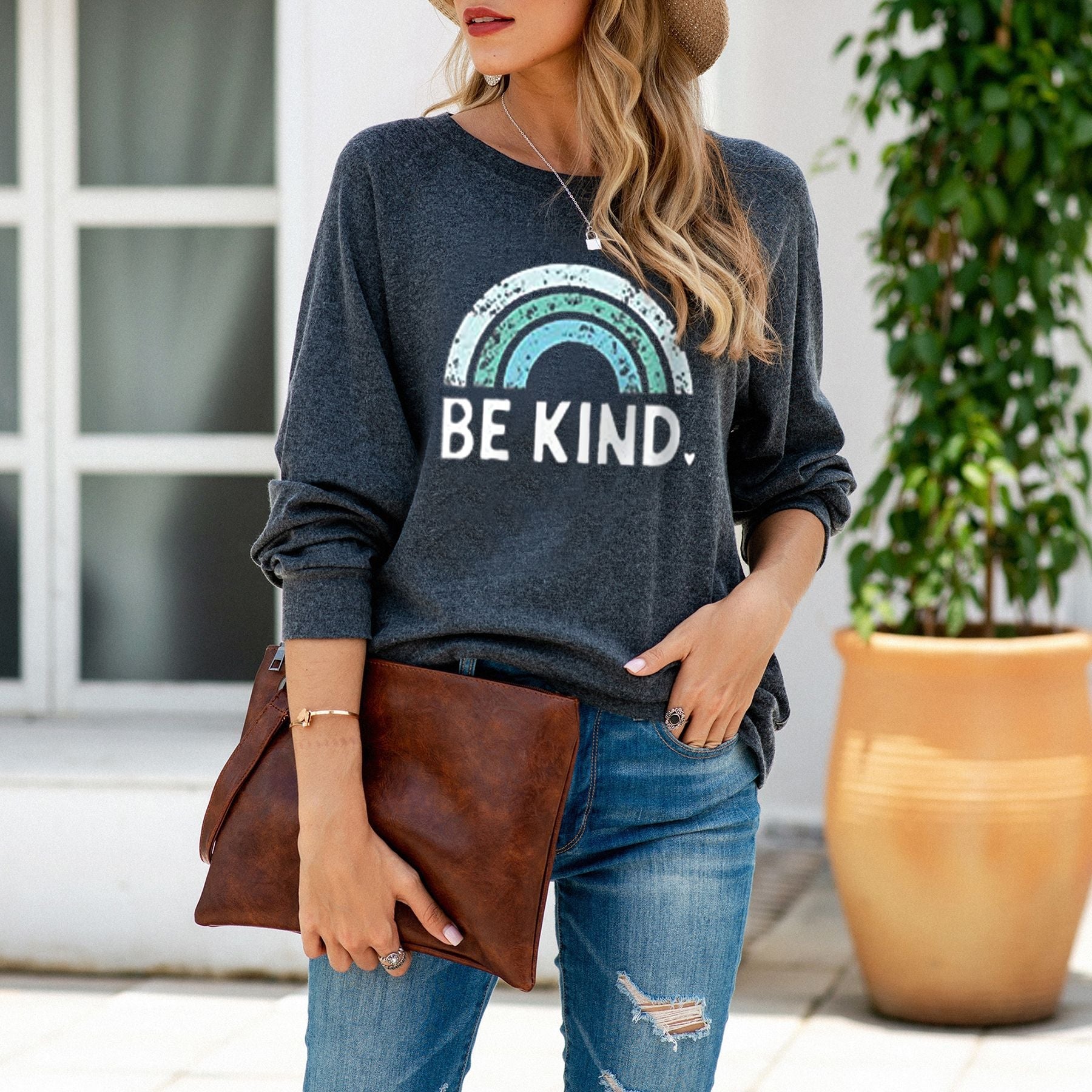 Ladies Be Kind Letter Graphic Sweatshirts