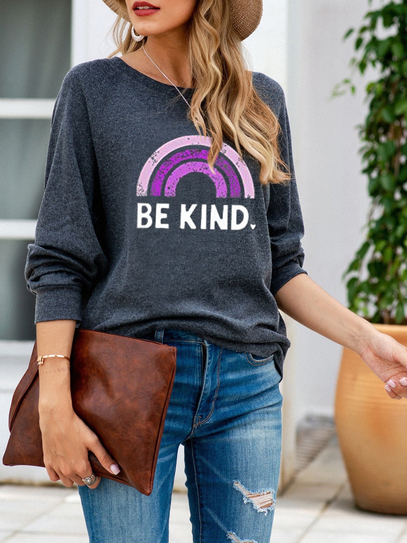 Ladies Be Kind Letter Graphic Sweatshirts